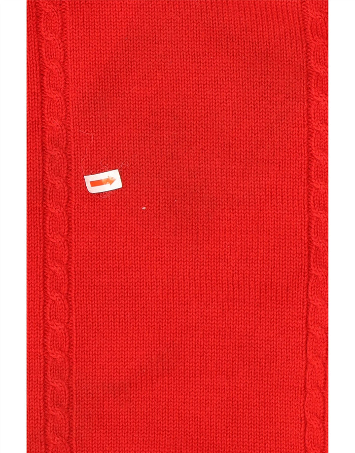 Pulover vintage pentru bărbați cu gât roșu, XL, lână