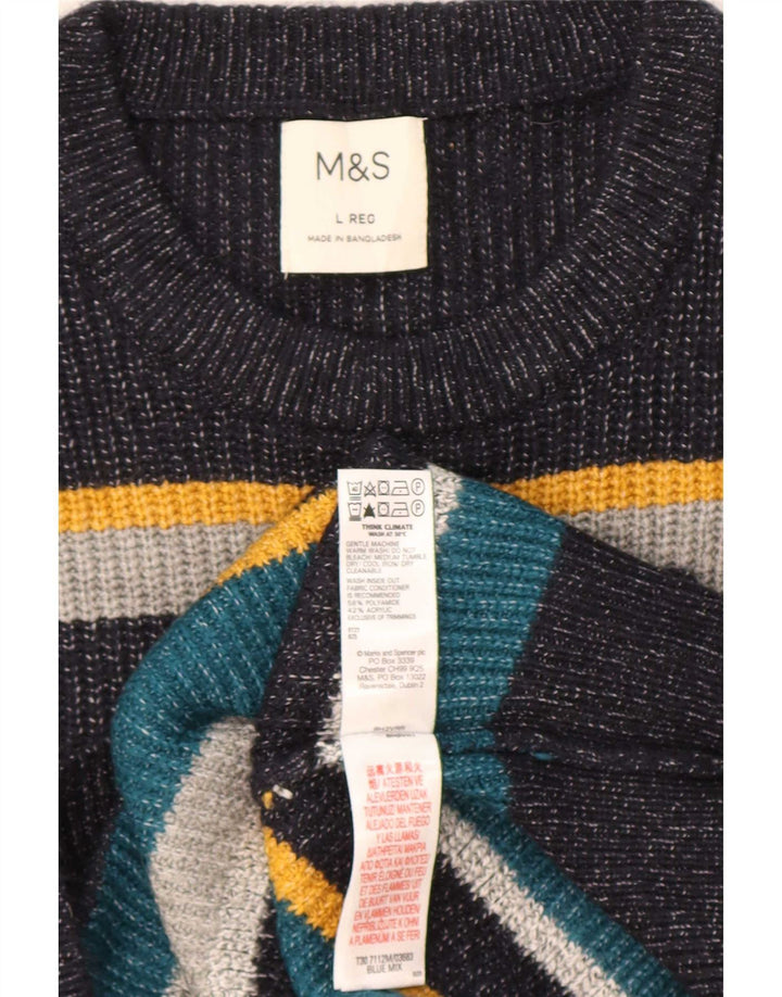 Pulover pentru bărbați Marks & Spencer, cu gât crew, cu dungi mari, multicolore