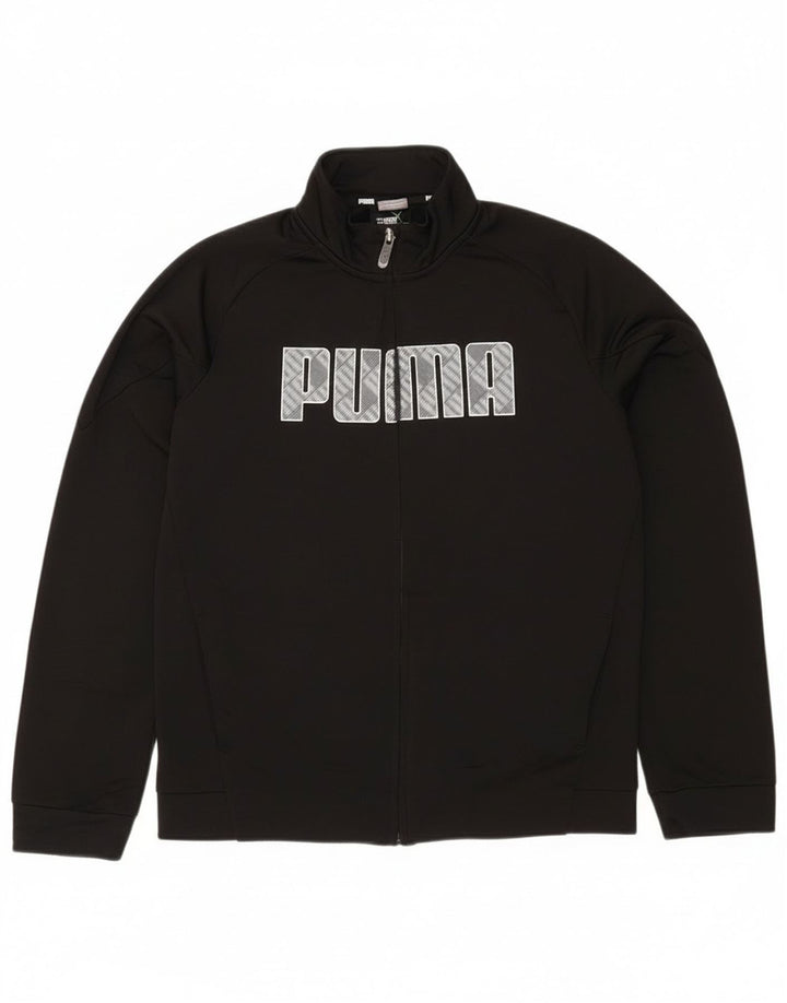 Jachetă de trening cu grafic Puma pentru băieți 13-14 ani, poliester negru