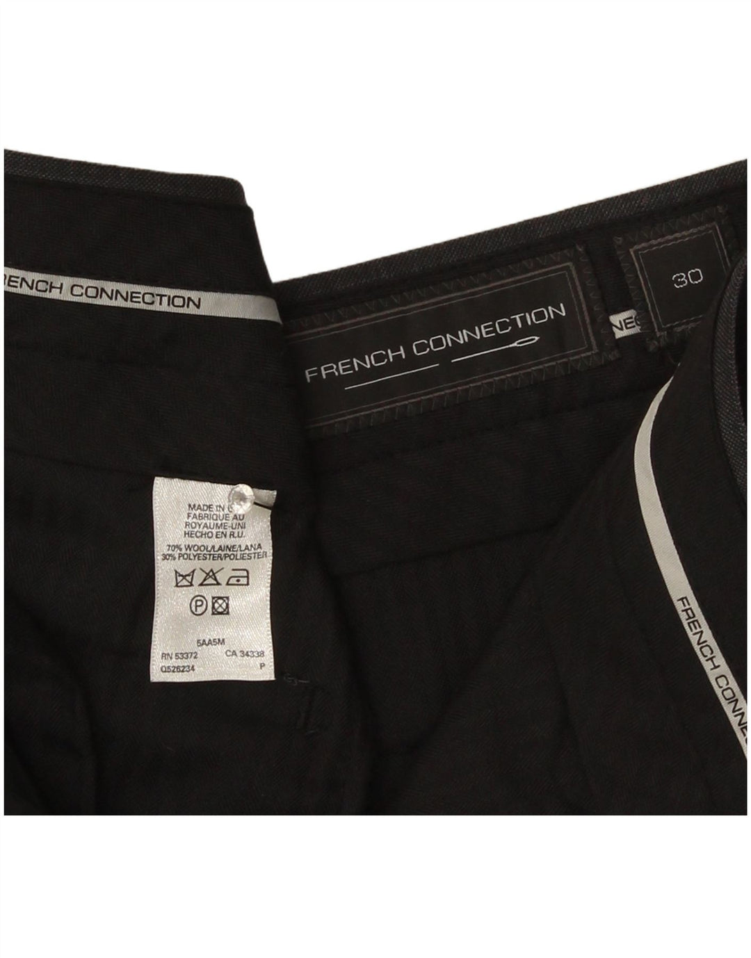 Pantaloni de costum drept bărbați French Connection L30 L33 Lână cu dungi gri