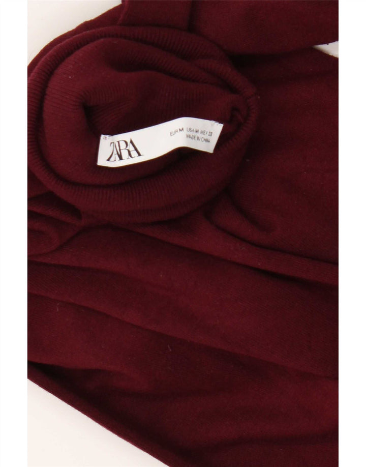 Pulover pentru femei cu gât rulat Zara UK 12 Burgundy mediu