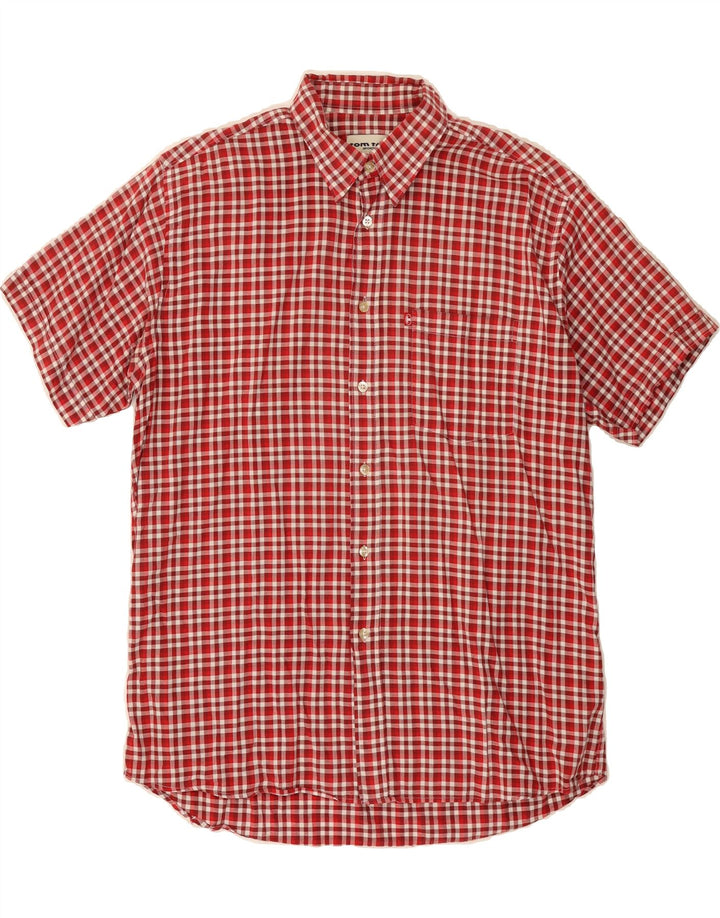 TOM TAILOR Mens Short Sleeve Shirt Large Red Check Cotton Vintage Tom Tailor and Second-Hand Tom Tailor from Messina Hembry 