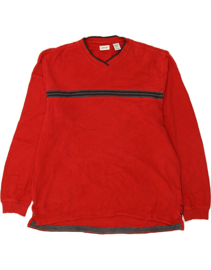 IZOD Mens V-Neck Jumper Sweater Large Red Cotton Vintage Izod and Second-Hand Izod from Messina Hembry 