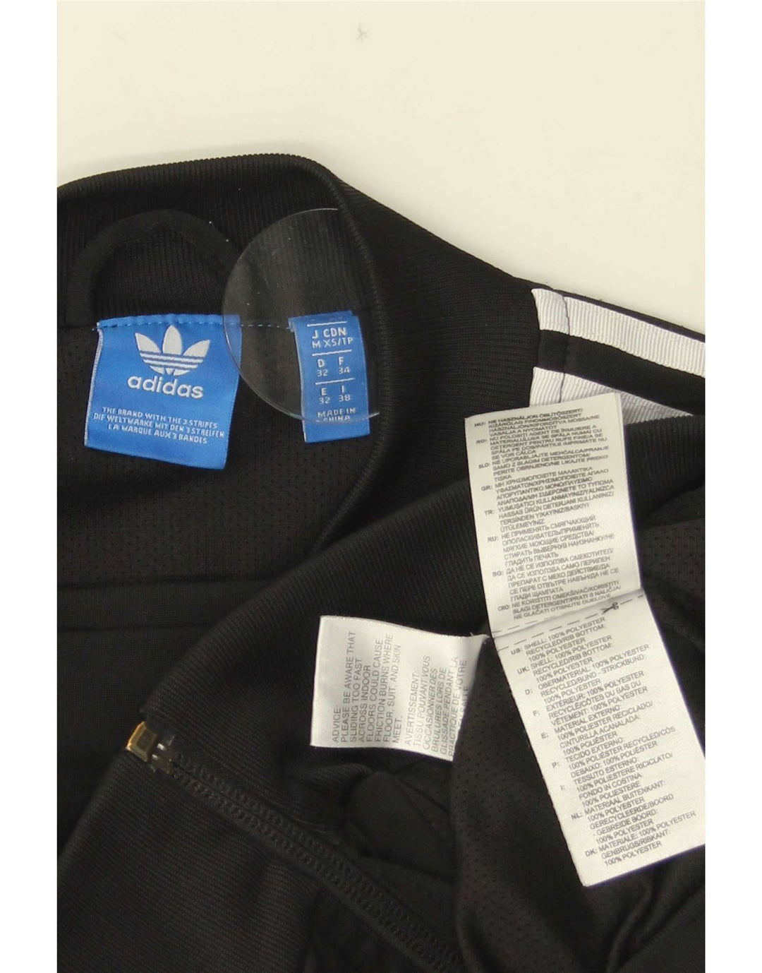 Jachetă de top pentru trening grafic Adidas pentru femei UK 6 XS poliester negru