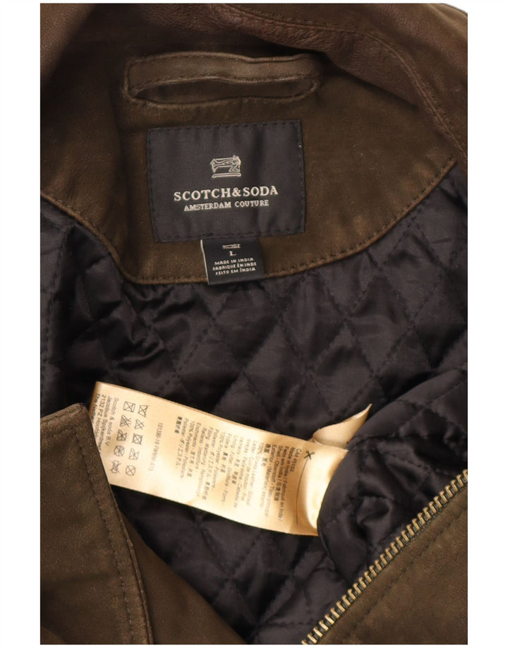 Jachetă pentru bărbați Scotch & Soda din piele intoarsa UK 40, mare, kaki