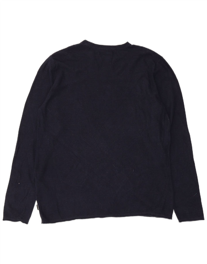 Jack & Jones Top pentru bărbați cu mânecă lungă mare, albastru bleumarin, bumbac