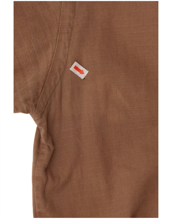 Cămașă cu mânecă scurtă pentru bărbați JEEP XL, bumbac cu carouri maro