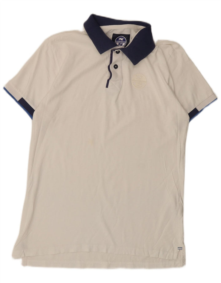 Tricou polo grafic pentru bărbați North Sails, alb mediu