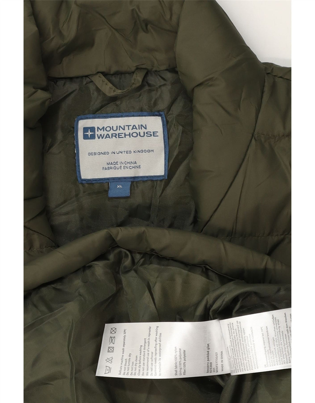 MOUNTAIN WAREHOUSE Gilet căptușit pentru bărbați UK 42 XL Kaki Nylon
