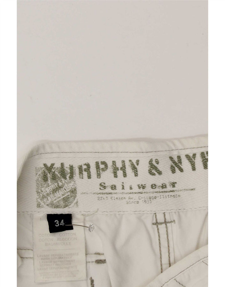 Murphy & Nye Pantaloni scurți chino pentru bărbați, mari W34, bumbac alb