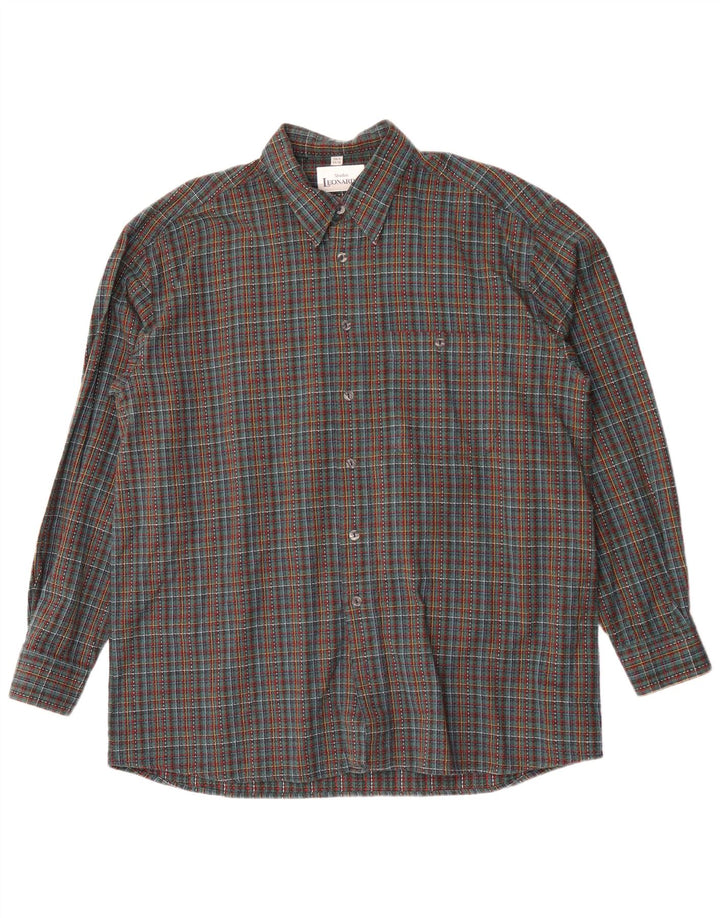 Leonardo Mens Flannel Shirt Size 44 XL Green Check