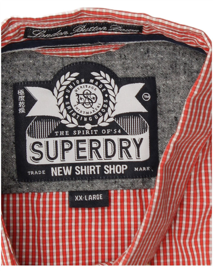 Cămașă cu mânecă scurtă pentru bărbați Superdry 2XL, bumbac vichy roșu