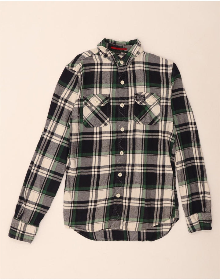 Cămașă de flanel pentru bărbați Superdry, din bumbac cu carouri, albastru bleumarin