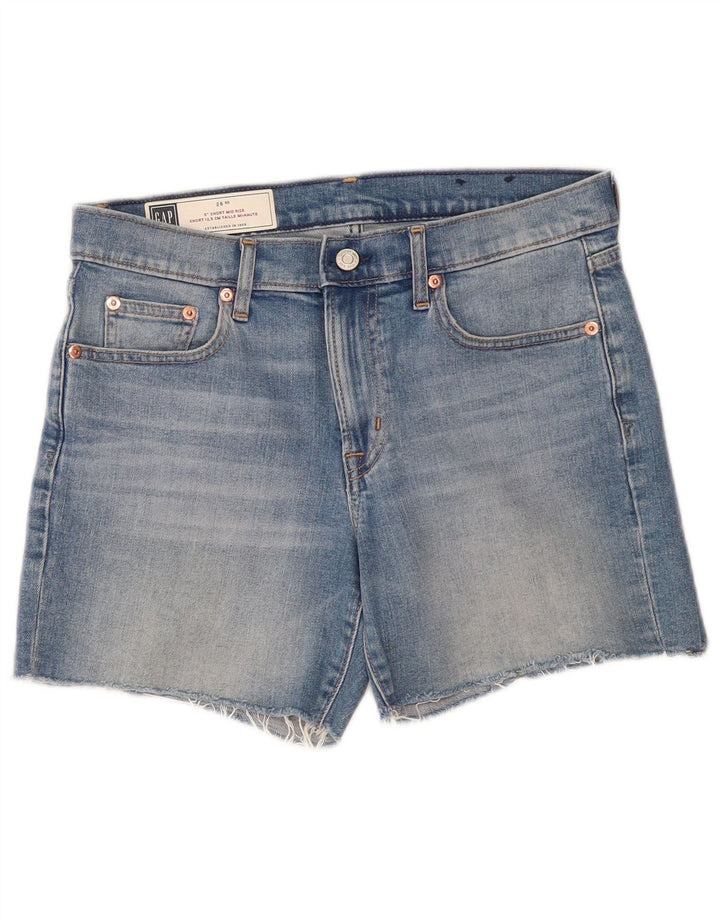 Pantaloni scurți din denim Gap pentru femei cu talie medie W26, bumbac albastru mic