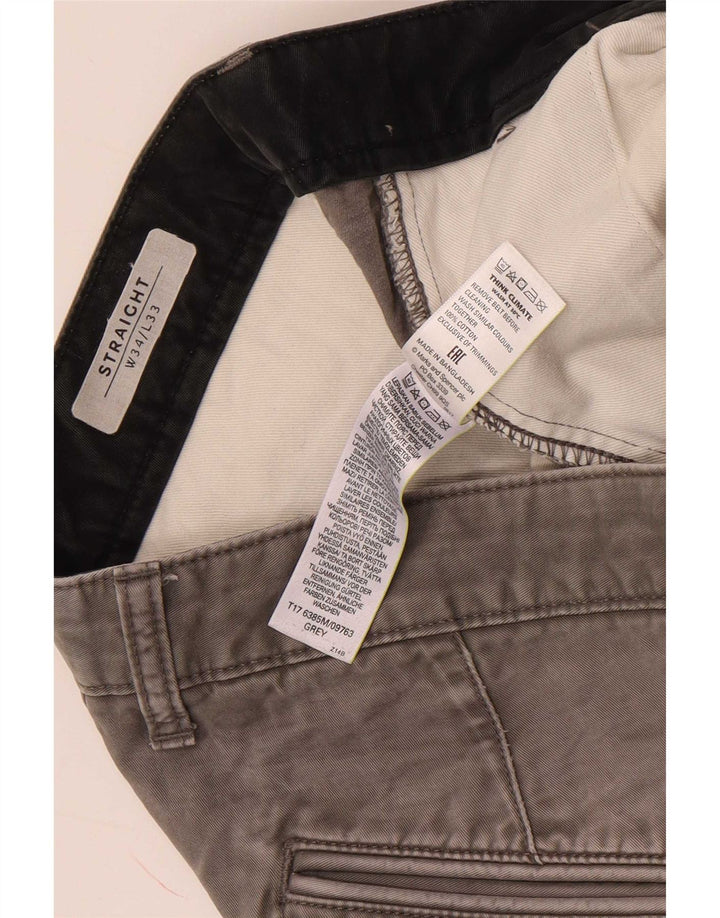 Pantaloni chino drepți pentru bărbați Marks & Spencer L34 L33 bumbac gri