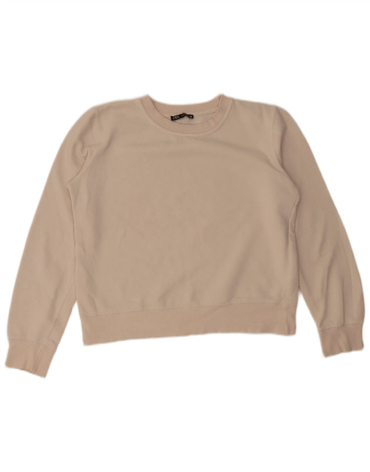 Pulover Oversized Crop pentru Damă Zara UK 10 Mic Alb