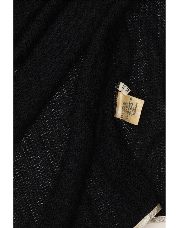 Pulover Vintage cardigan deschis pentru femei EU 40 Viscoză medie neagră