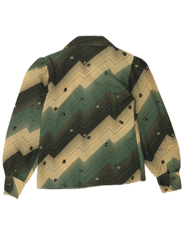 Bluză Cămașă Vintage Femei IT 46 Mare Verde Geometric