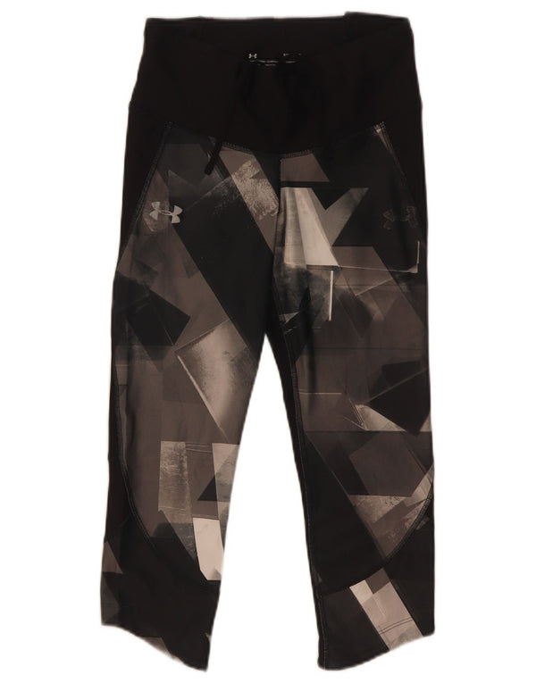 Leggings Capri Under Armour pentru femei Heat Gear UK 8 Small Black Geometric