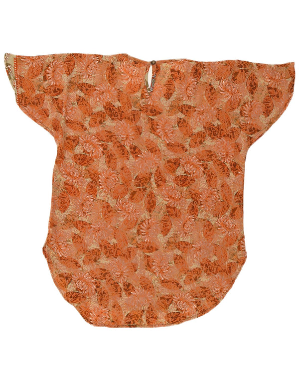 Bluză supradimensionată pentru femei LAS MAREADAS Top UK 10 Small Orange Floral Silk