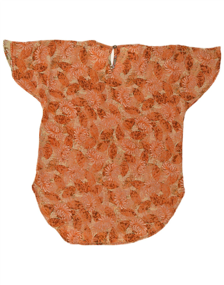 Bluză supradimensionată pentru femei LAS MAREADAS Top UK 10 Small Orange Floral Silk