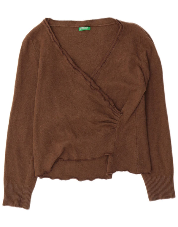 Pulover cu decolteu în V Benetton pentru femei UK 10 mic maro