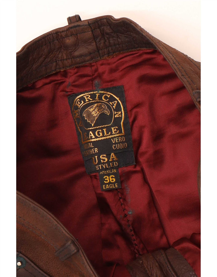 Pantaloni drepti din piele pentru bărbați American Eagle W36 L32 maro