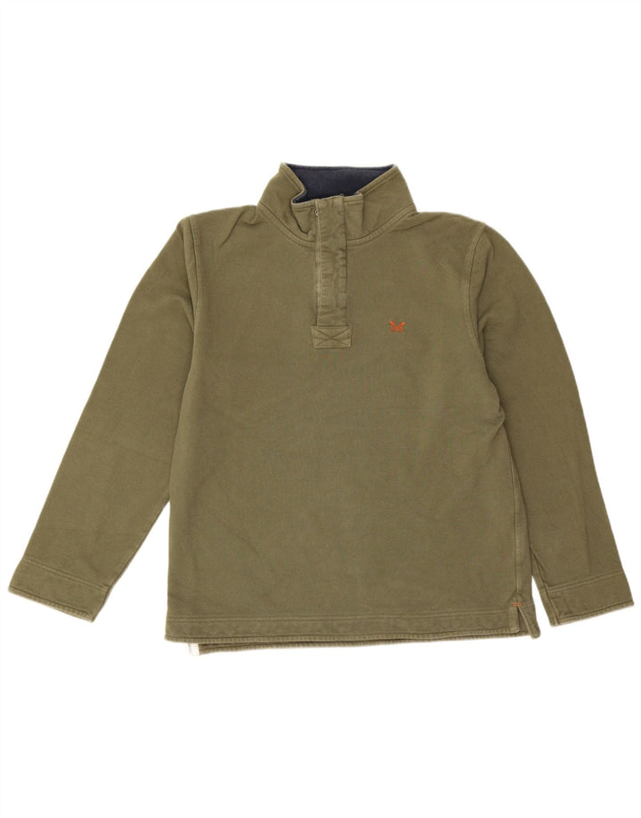 Crew Clothing Hanorac pentru bărbați cu fermoar și gât Jumper Bumbac mediu kaki