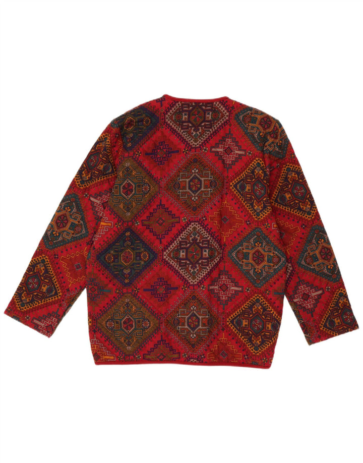Pulover cardigan pentru femei VINTAGE IT 44 Lână geometrică roșie medie