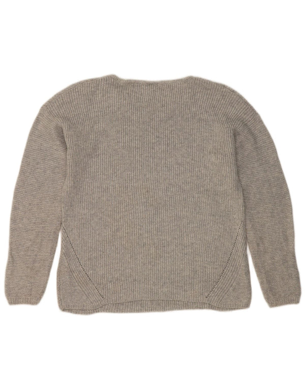 Marks & Spencer Womens Boat Neck Jumper Sweater UK 12 Medium Silver