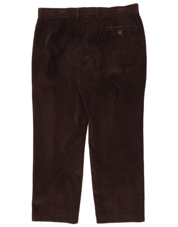 Marks & Spencer Pantaloni croiți pentru bărbați din velur W36 L29 maro bumbac
