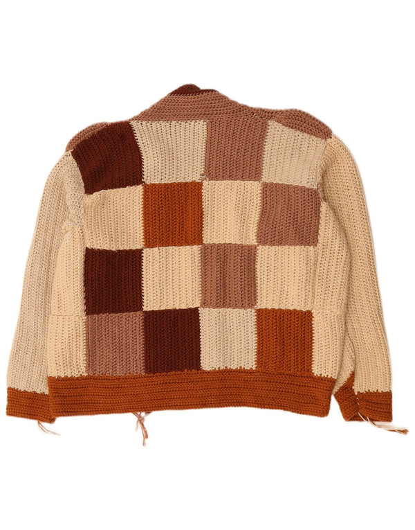 Vintage Womens Open Cardigan Sweater UK 18 XL Multicoloured Colourblock
