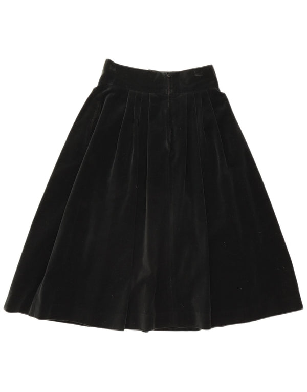 Fusta evazată din catifea vintage pentru femei IT 44 Medium W26 Bumbac negru