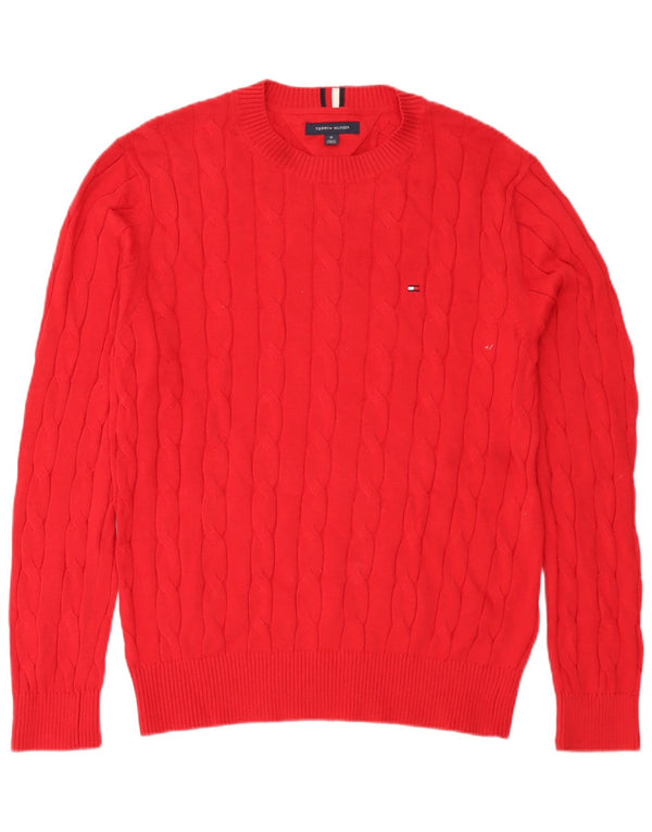 Pulover Tommy Hilfiger pentru bărbați cu gât roșu mediu din bumbac