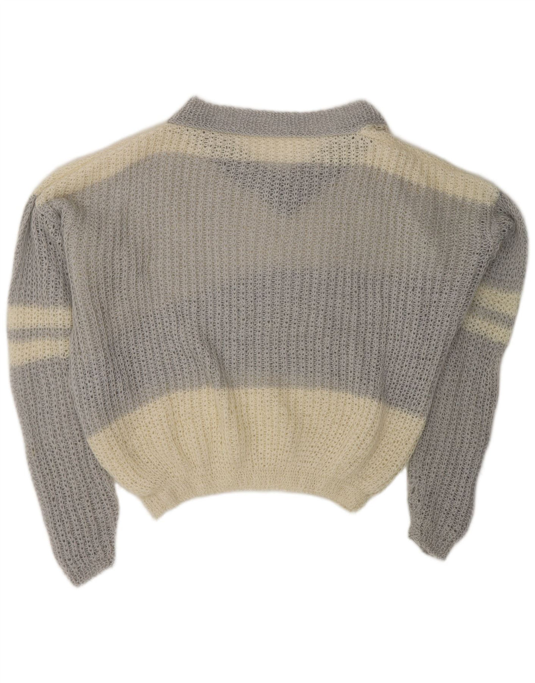 Pulover VINTAGE pentru femei cu decolteu în V UK 20 2XL alb închis de culoare