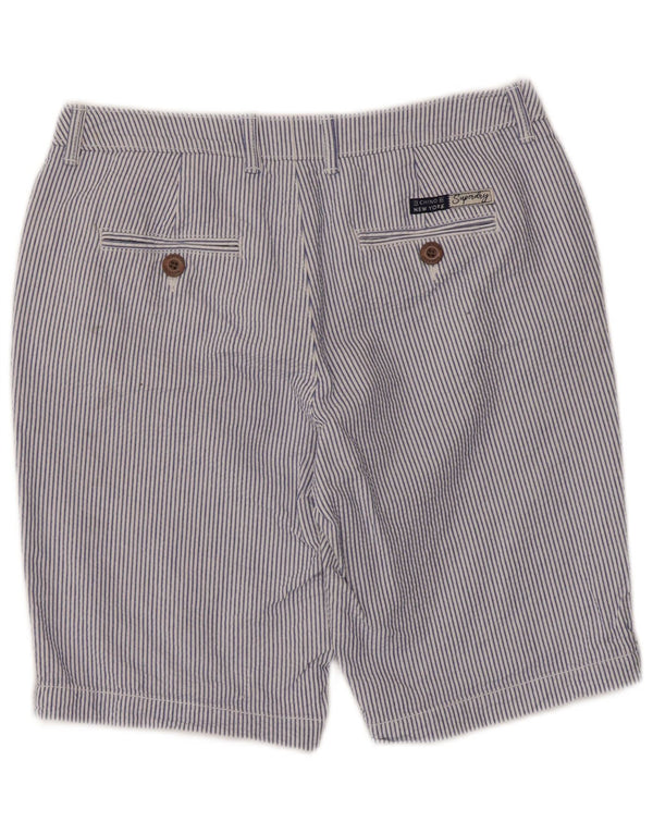 Pantaloni scurti chino Superdry pentru femei UK 8 Small W30 Blue Pinstripe Bumbac