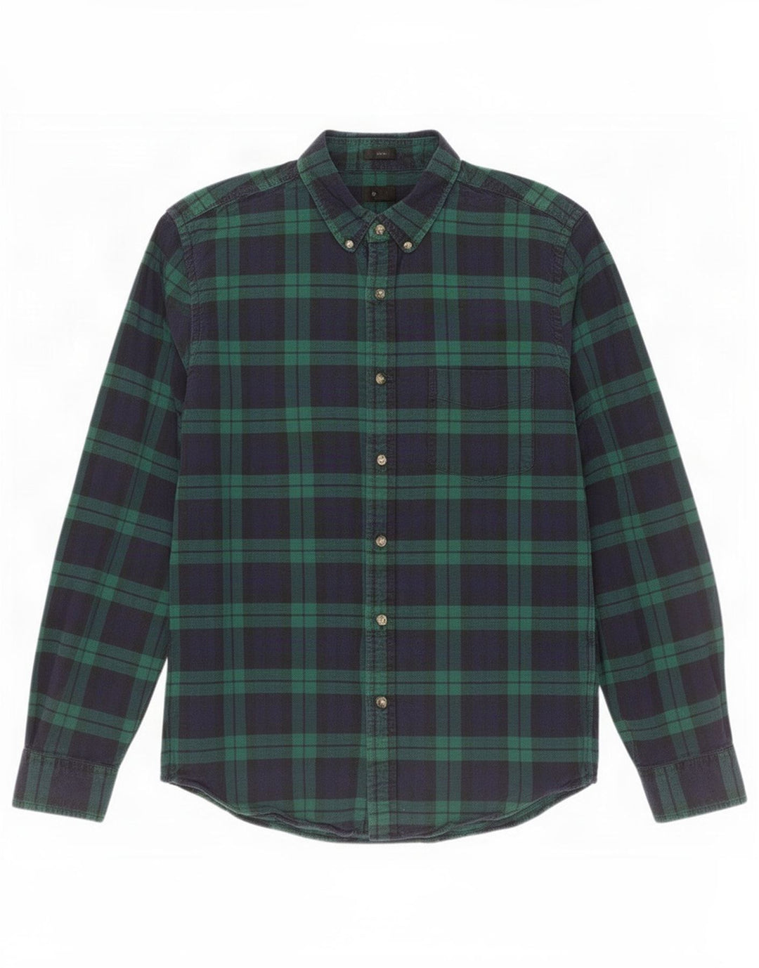Cămașă de flanel subțire Oxford J. Crew pentru bărbați, verde mediu, carouri