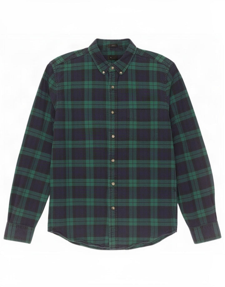 Cămașă de flanel subțire Oxford J. Crew pentru bărbați, verde mediu, carouri