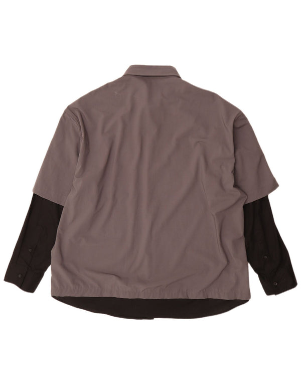 Cămașă pentru bărbați Zara, mare, gri, poliester color bloc