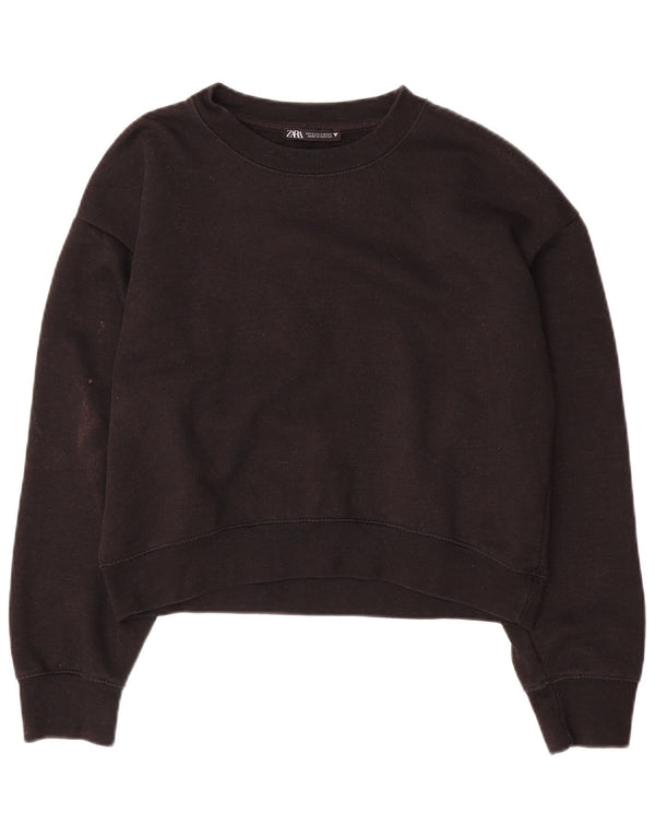 Pulover de hanorac oversized pentru femei Zara UK 10 Poliester negru mic