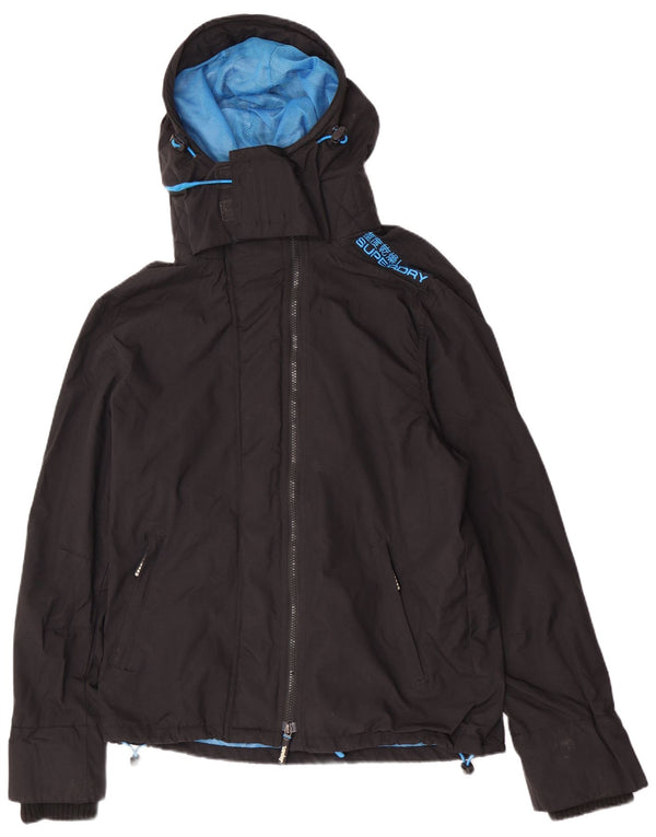 Jachetă de ploaie cu glugă Superdry pentru bărbați UK 40, mare, negru, color block