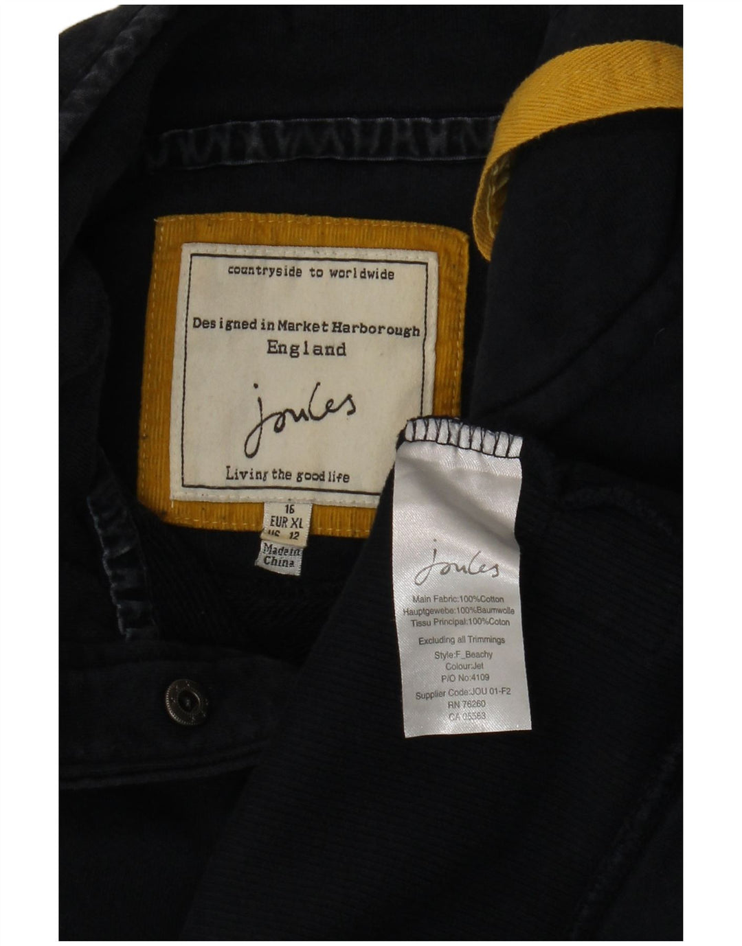 JOULES Pulover pentru damă, cu gât cu nasturi, UK 16, mare, bleumarin, bumbac