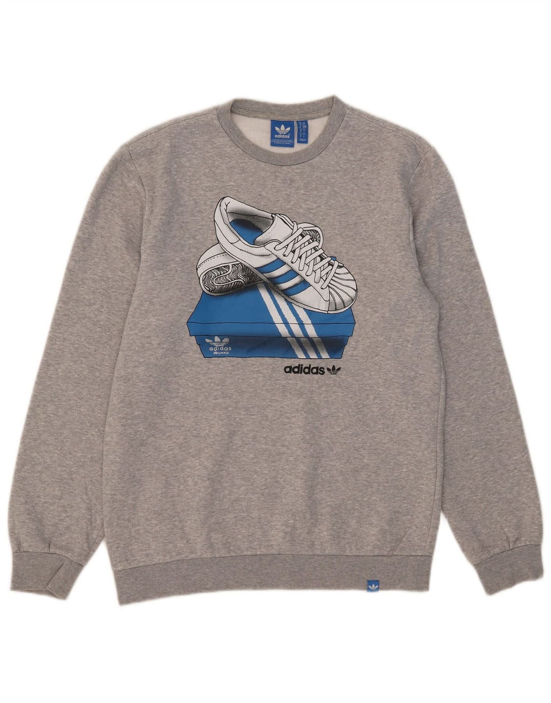 Hanorac grafic pentru bărbați Adidas Jumper mic, gri, bumbac