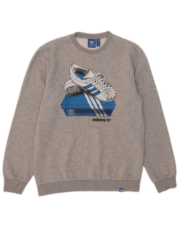 Hanorac grafic pentru bărbați Adidas Jumper mic, gri, bumbac