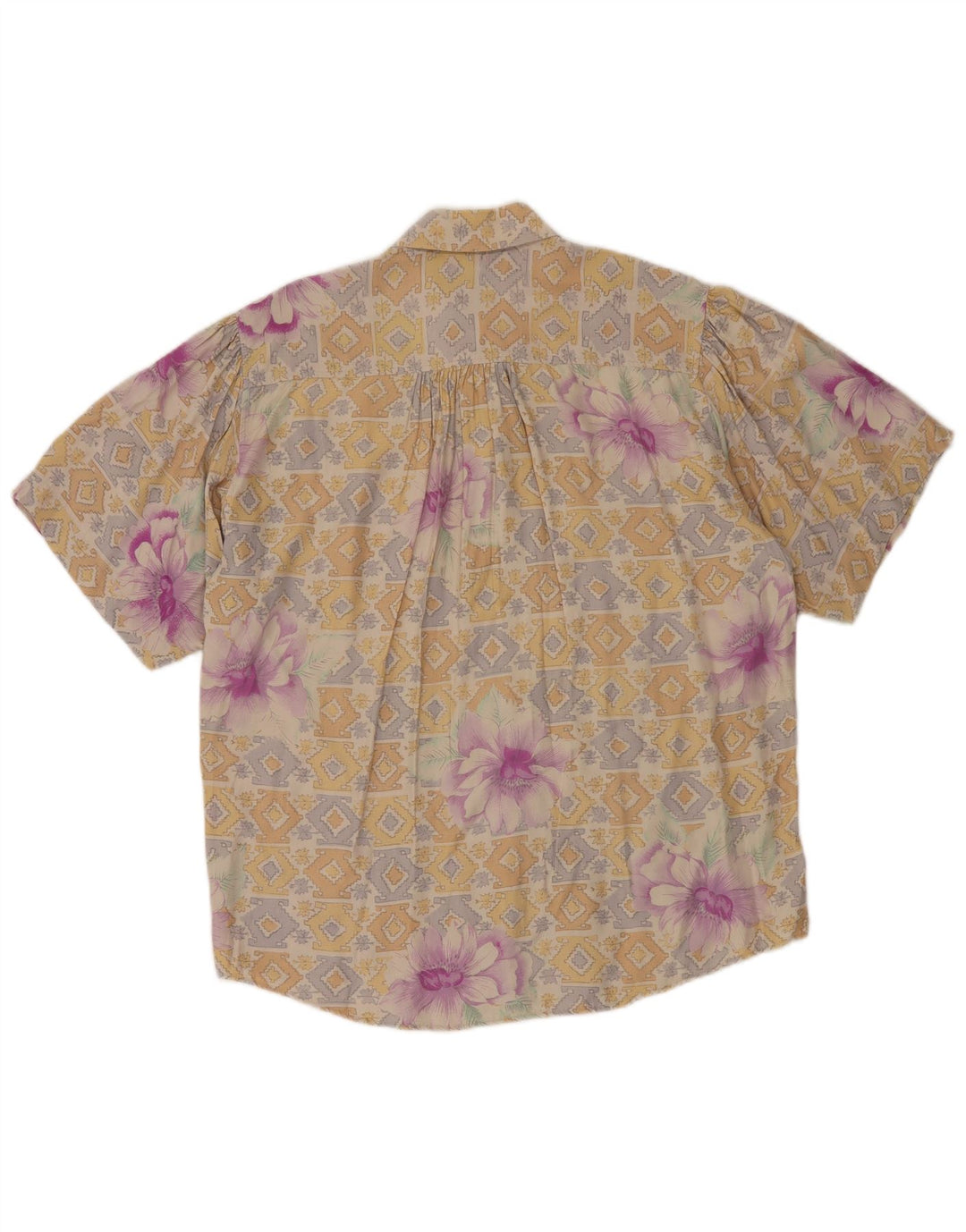 Bluză cămașă cu mânecă scurtă pentru femei BENETTON IT 44 Medium Bej Floral