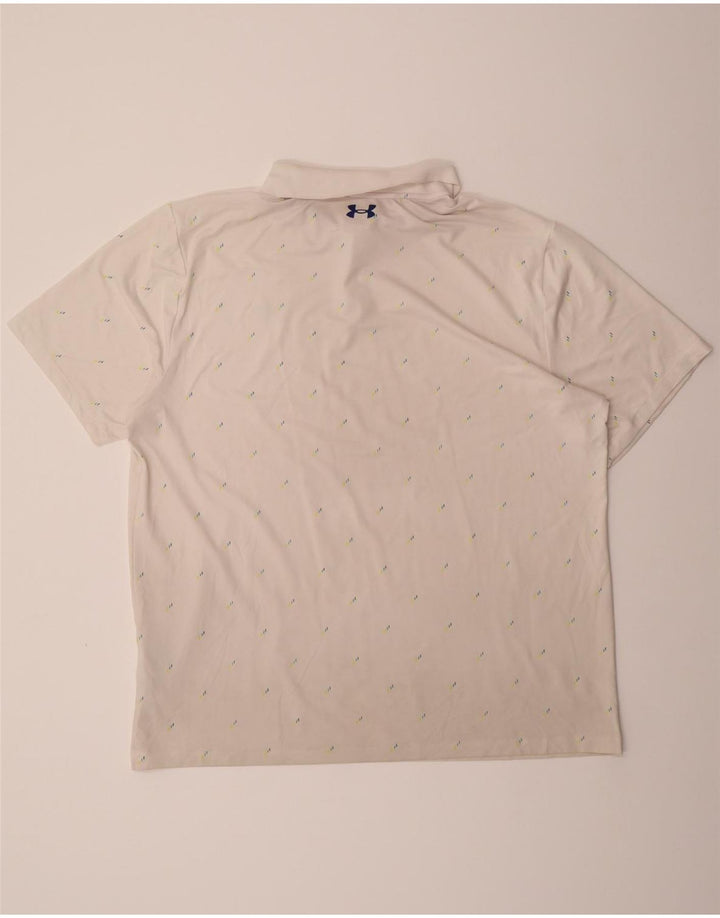 UNDER ARMOUR Mens Polo Shirt XL White Spotted Polyester