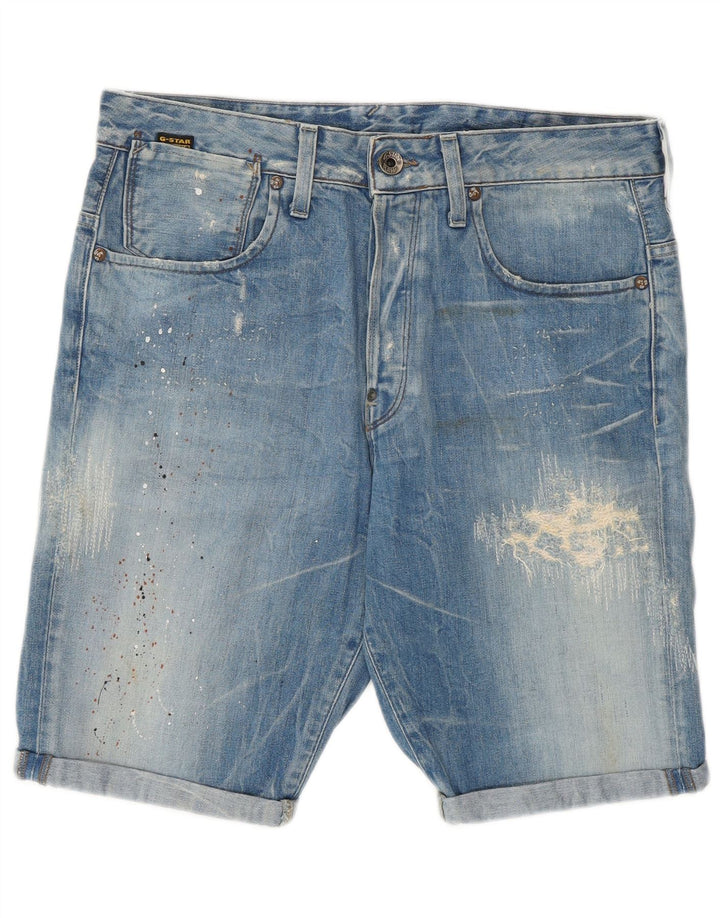Pantaloni scurți din denim pentru bărbați G-Star W32, bumbac cu pete albastre medii
