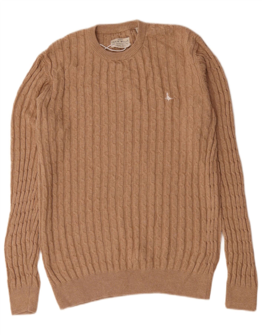 Pulover Jack Wills pentru bărbați cu gât roșu, bumbac mic, bej