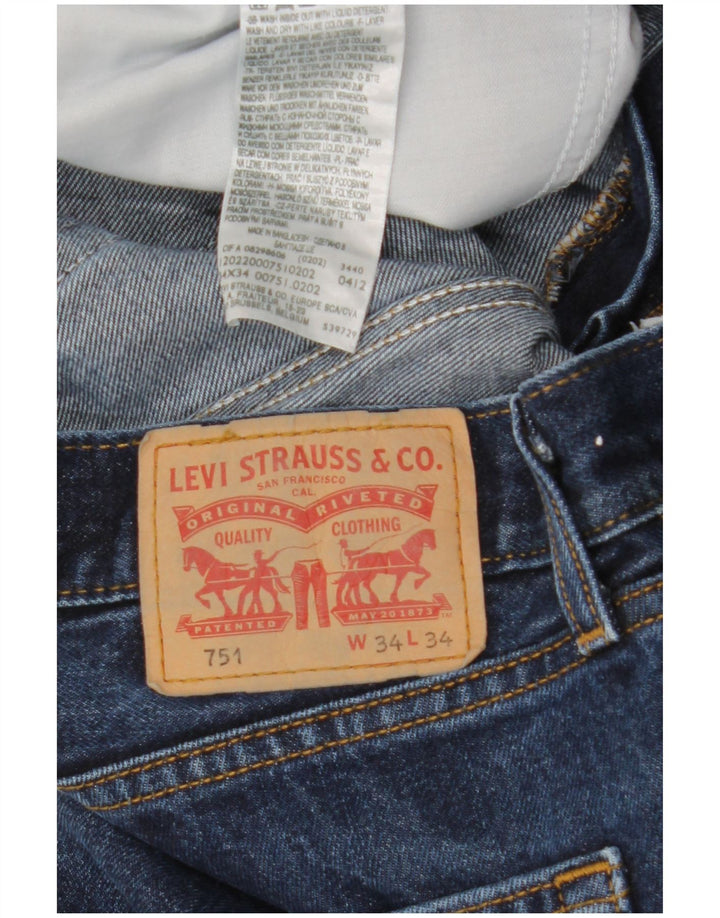 Blugi drepti pentru bărbați Levi's 751 W34 L34 Bumbac bleumarin