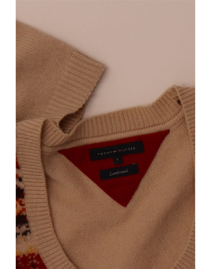 TOMMY HILFIGER Pulover pentru femei cu gât de barcă UK 10 Mic Bej Fair Isle